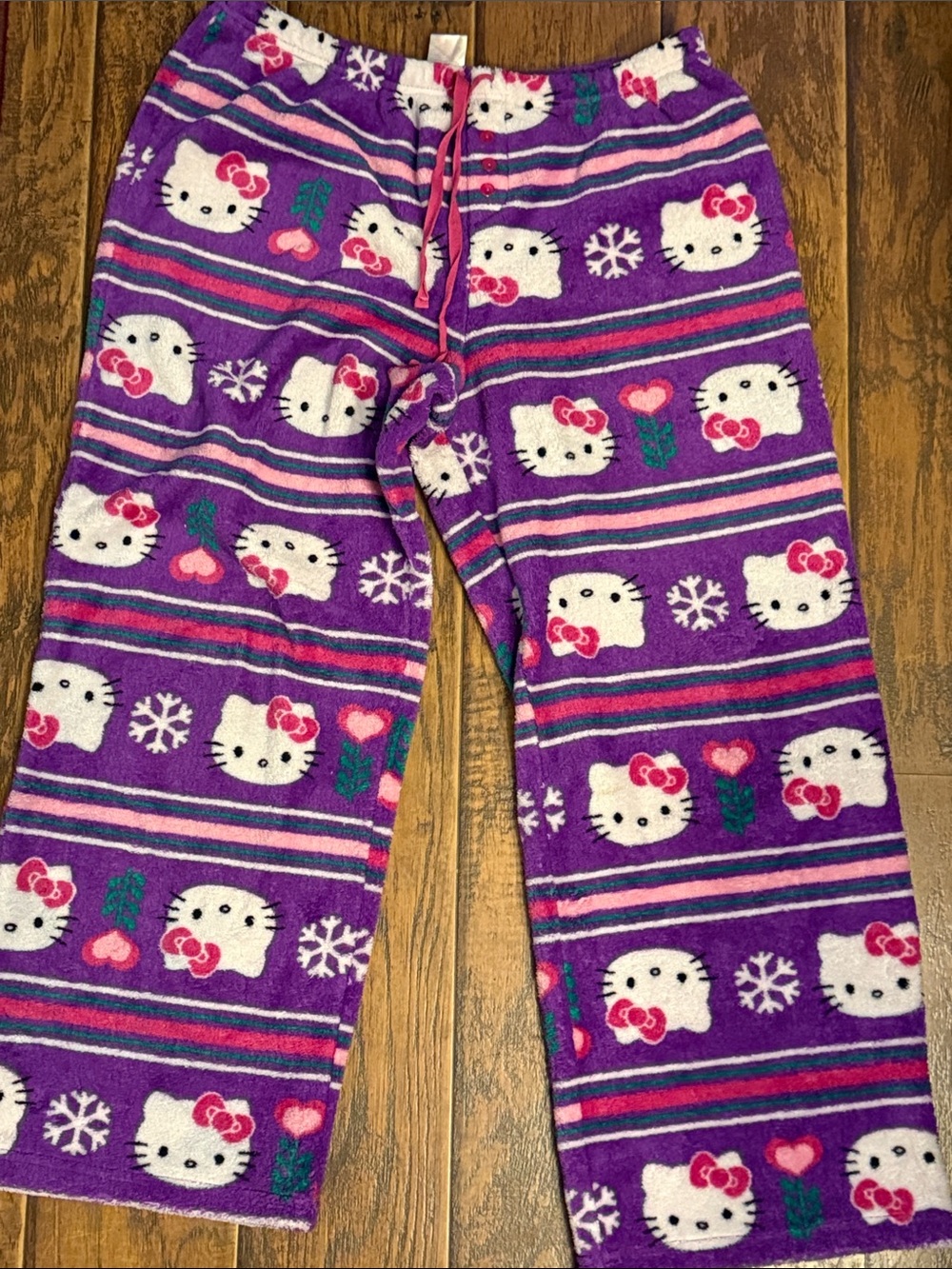 Hello Kitty Purple Fleece Pajama Pants with Pink & White Accents